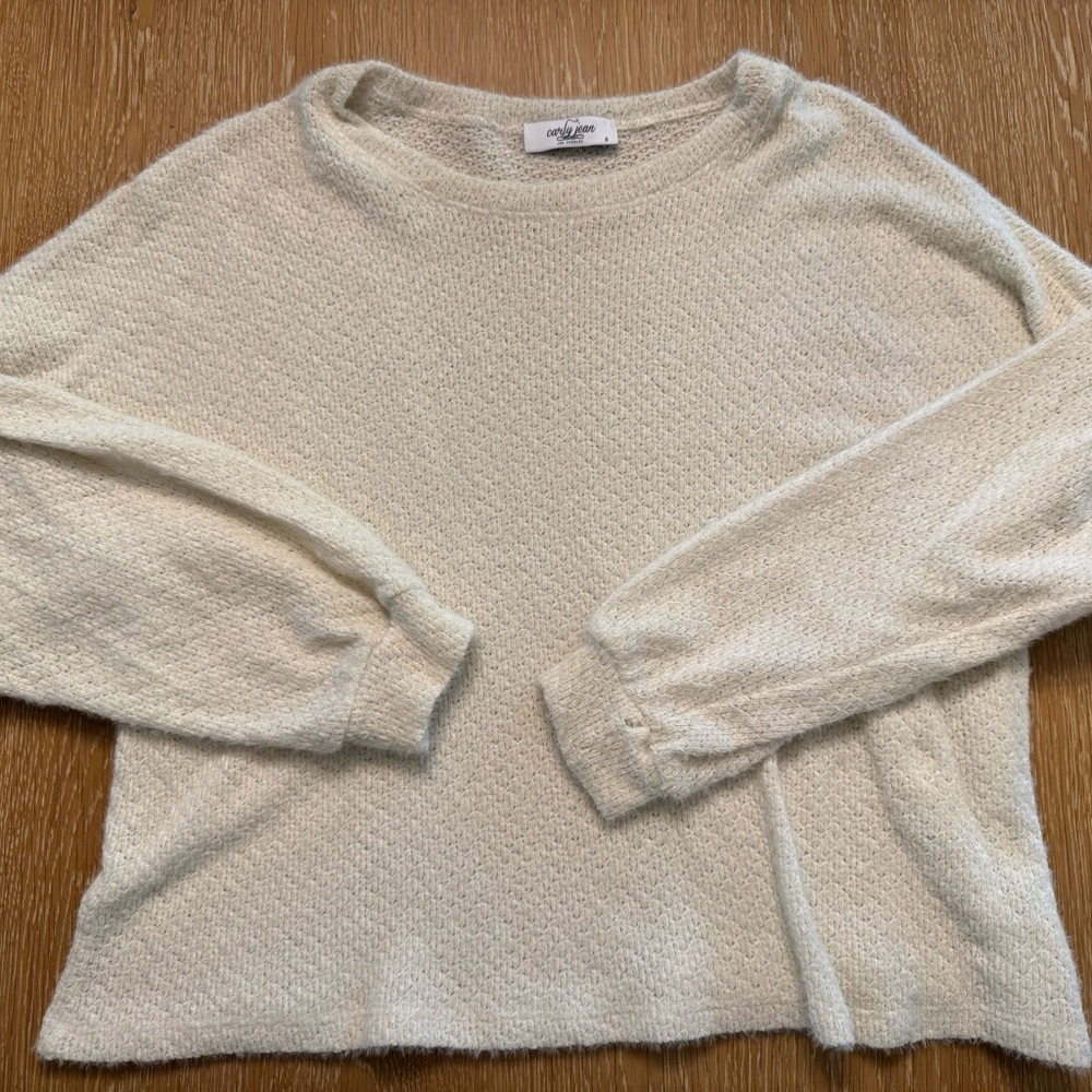 Carly Jean Los Angeles Textured Cream Sweater